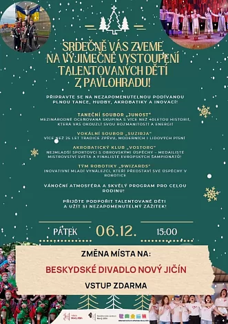 Srdečně Vás zveme na výjimečné vystoupení talentovaných dětí z&nbsp;Pavlohradu!